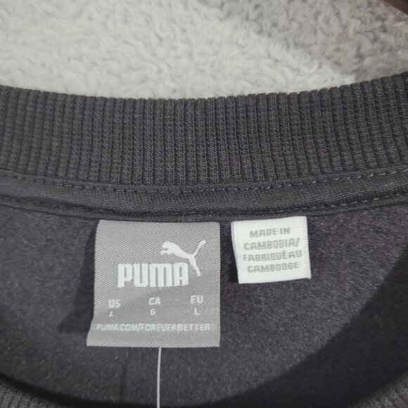 NEW Puma Women's L Crewneck Sweatshirt Black Beige Logo Cotton Blend Casual - Picture 4 of 7